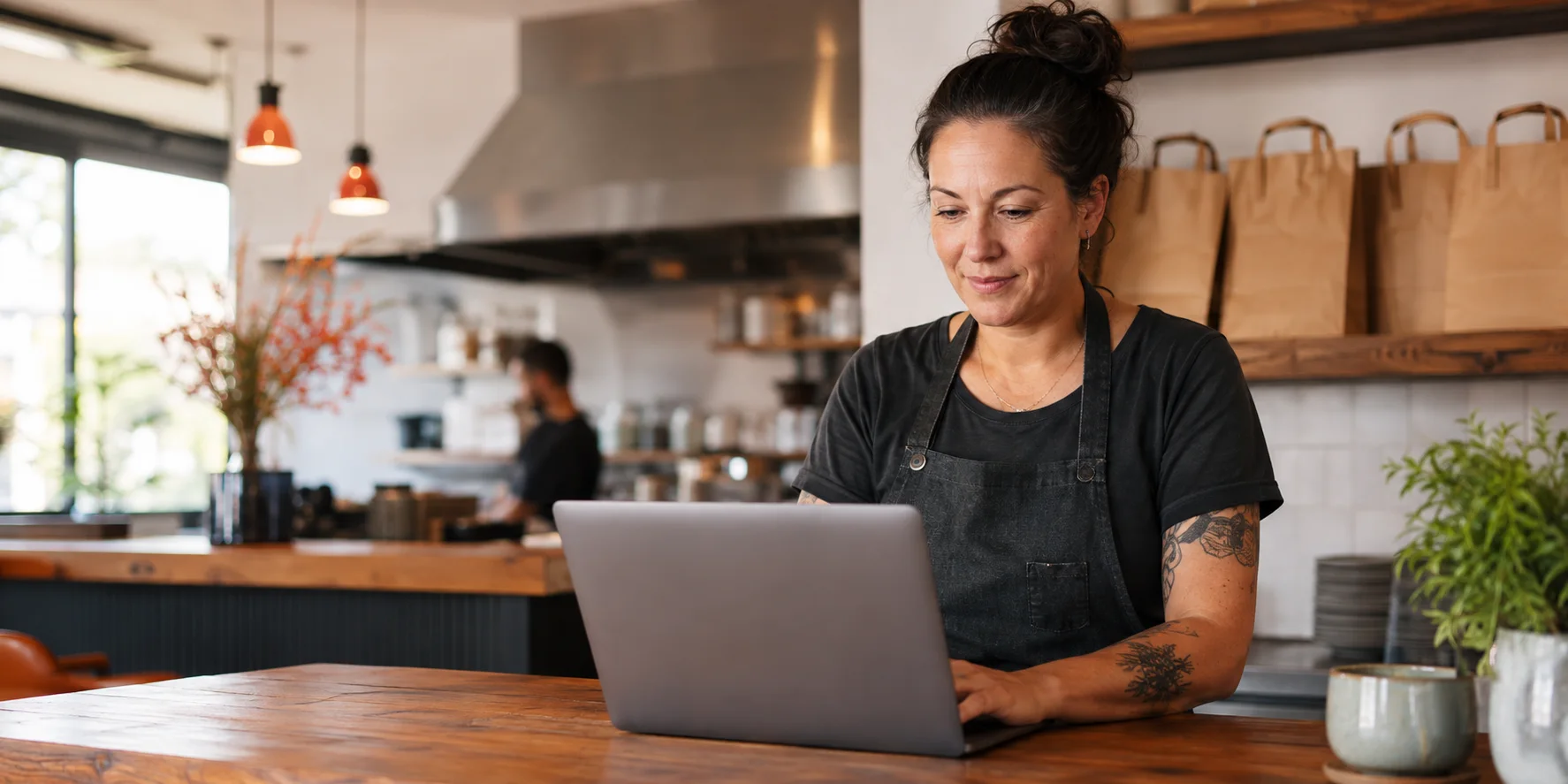 An independent restaurant owner reviewing delivery operations